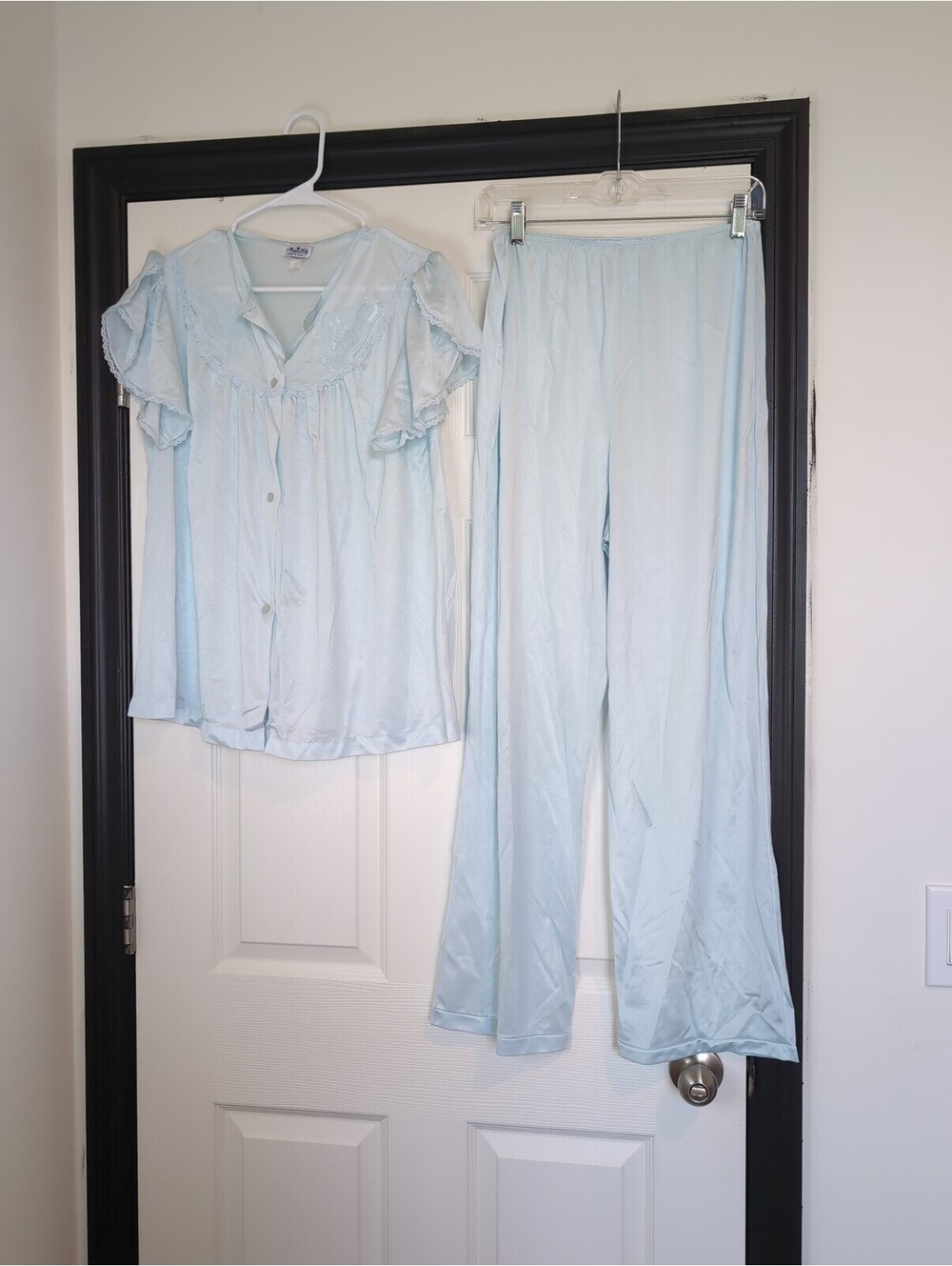 Large vintage baby blue Nancy king lingerie sleep set
